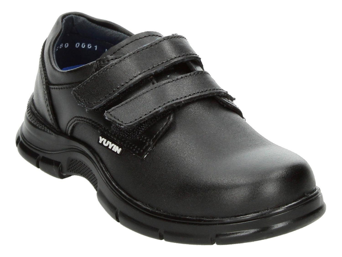 Zapato Escolar Yuyin Negro Doble Velcro Para Niño T18-22, foto 4 de 10