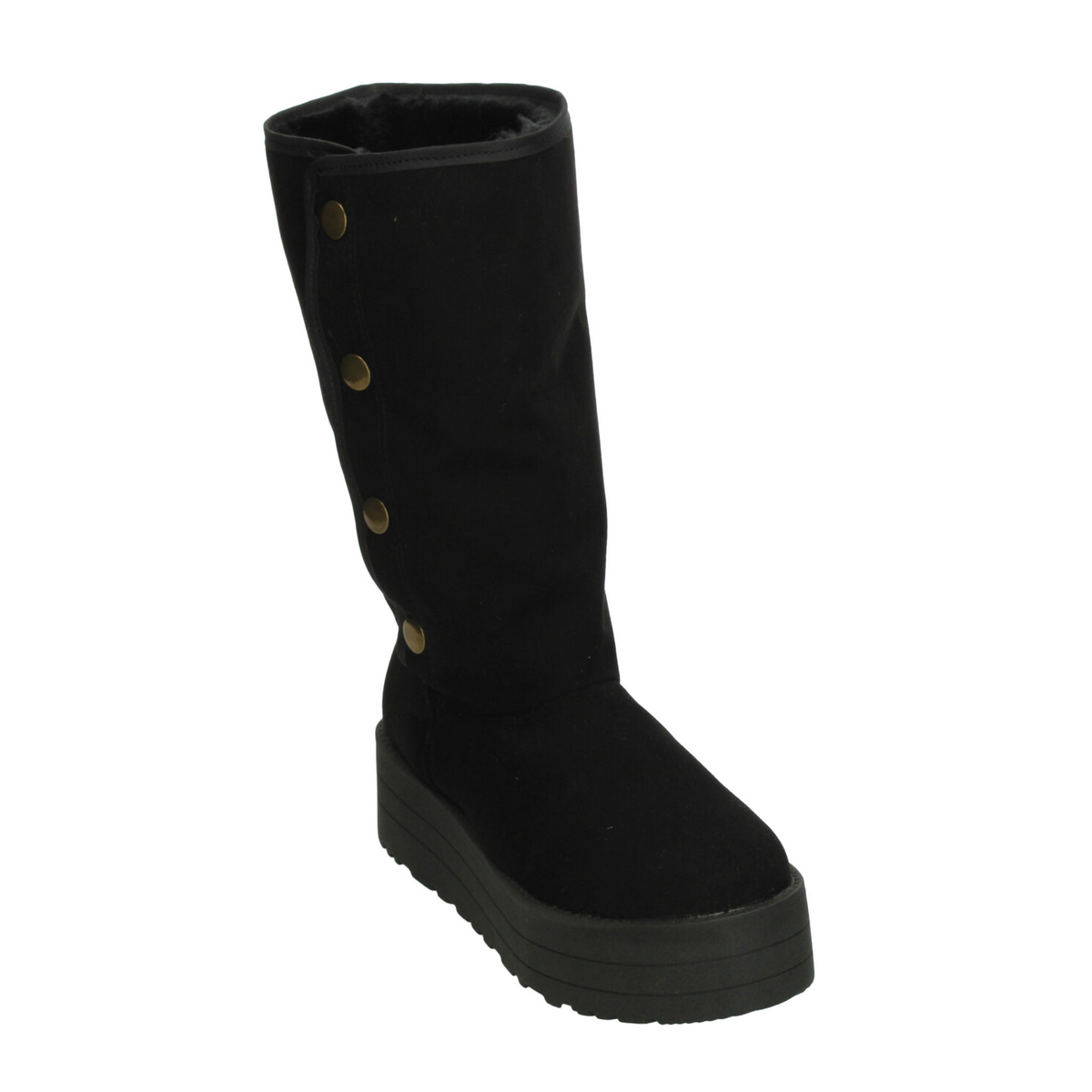 Bota Rojo Cereza Dama Negro Invierno Plataforma Casual Mujer, foto 4 de 10