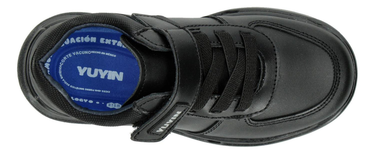 Zapato Escolar Yuyin Negro Velcro Y Cintas Para Niño T15-22, foto 8 de 10