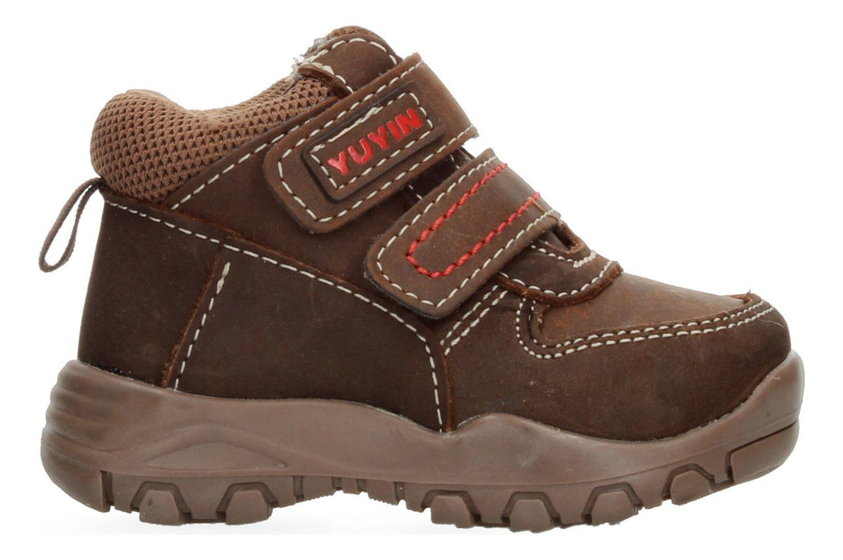 Bota Yuyin Cafe Con Ajuste De Velcro Doble Para Niño, foto 1 de 8