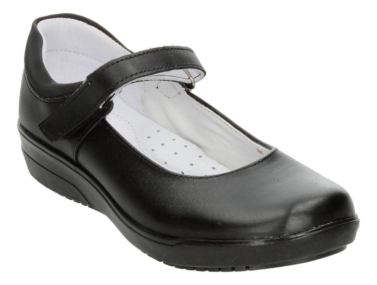 Zapato Yuyin Escolar Negro Con Velcro Para Niña T18-22, foto 4 de 10