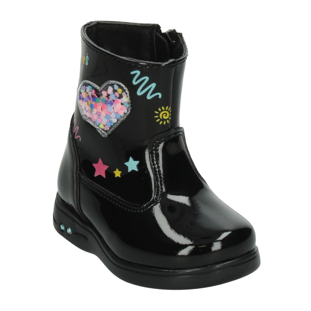 Bota Yuyin Niña Negro Casual Cierre Charol Infantil T12-15, foto 4 de 10