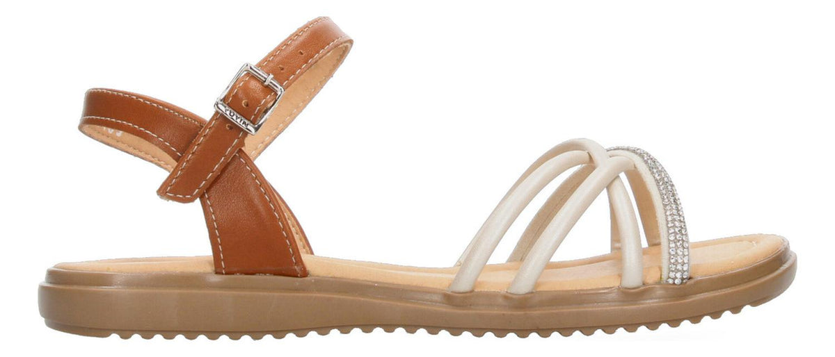 Sandalias Yuyin Cafe Hebilla Ajustable Para Niña, foto 1 de 8