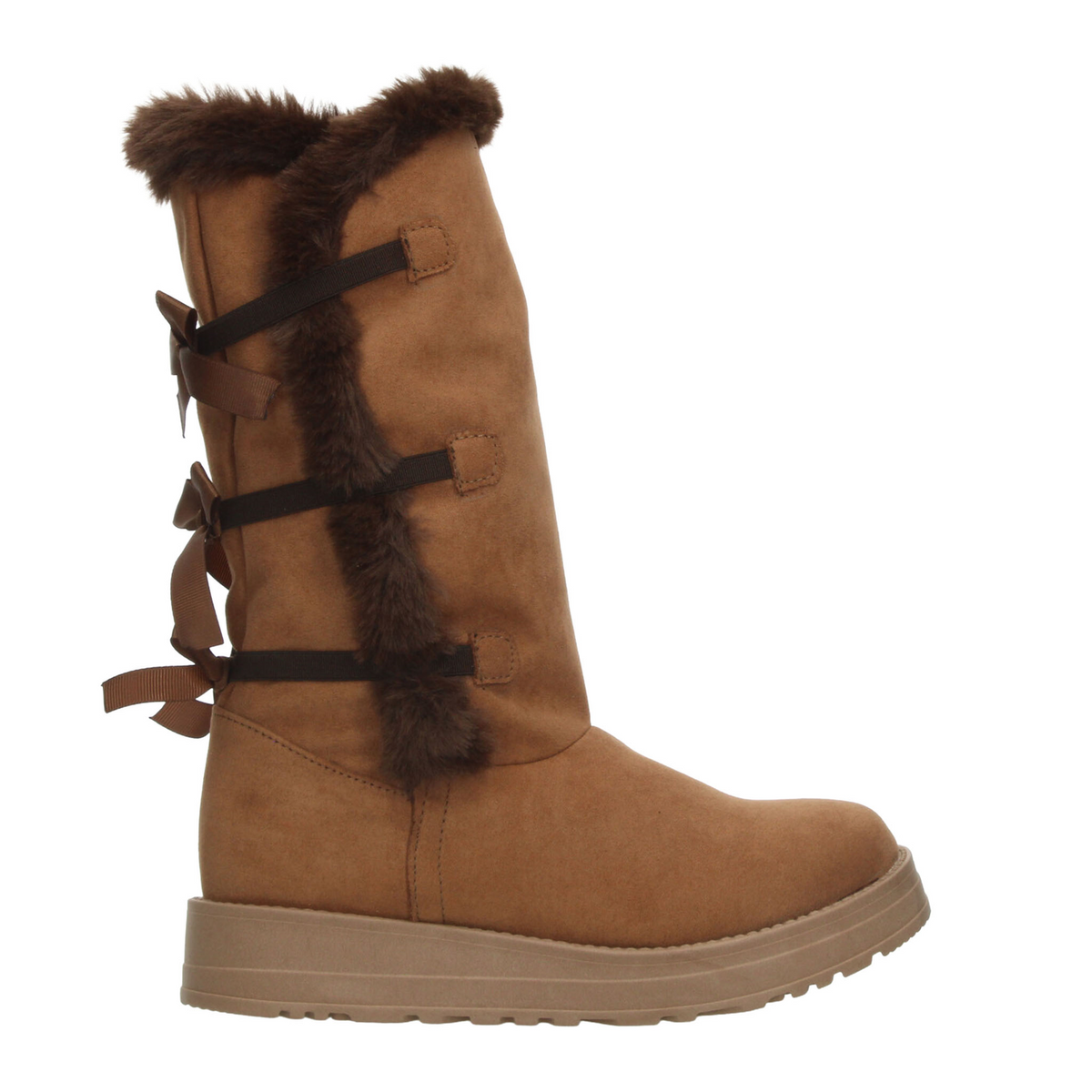 Bota Rojo Cereza Dama Café Invierno Larga Peluche Casual Mujer, foto 1 de 10