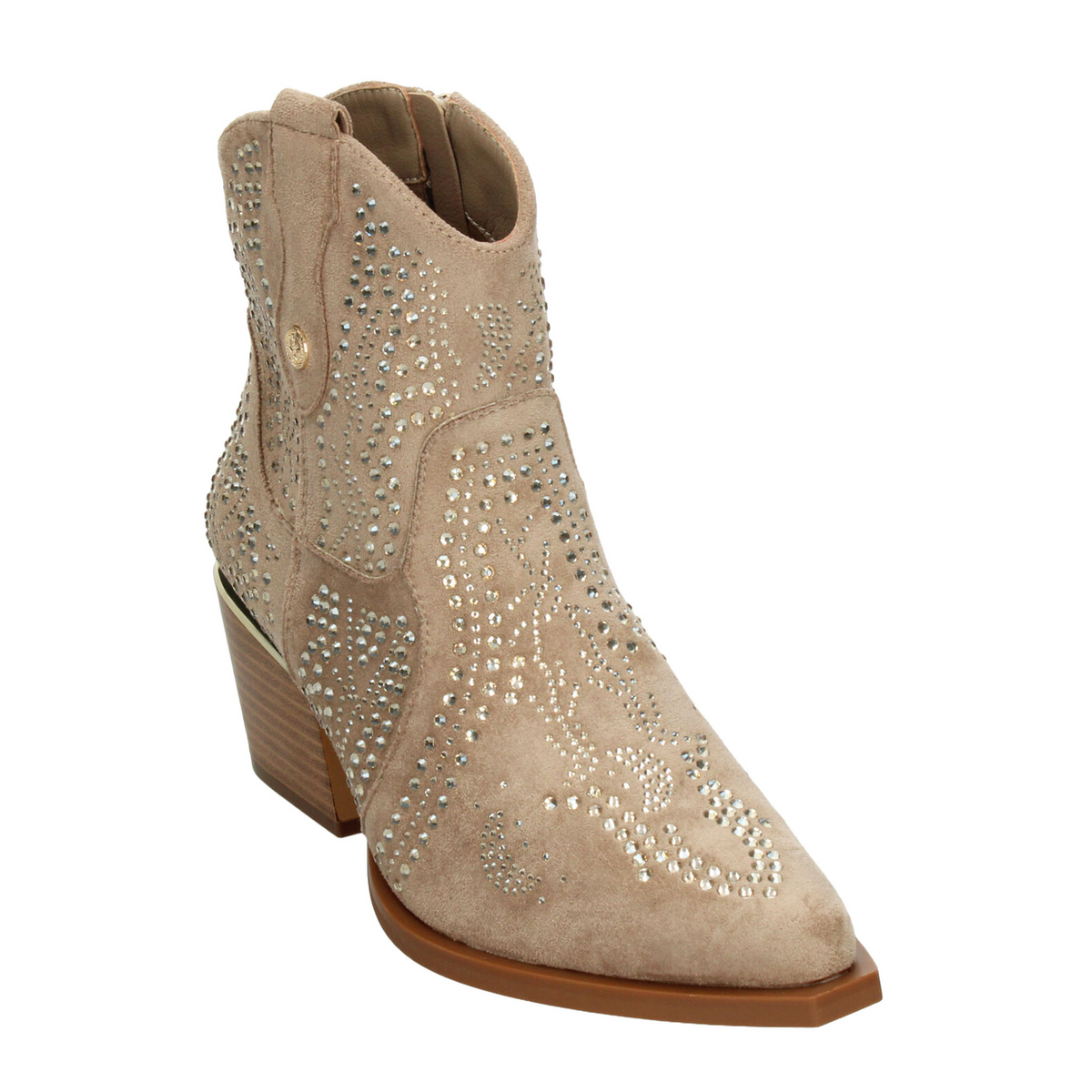 Botín Xti Dama Beige Casual Vaquero Pedreria Cierre Mujer, foto 4 de 10