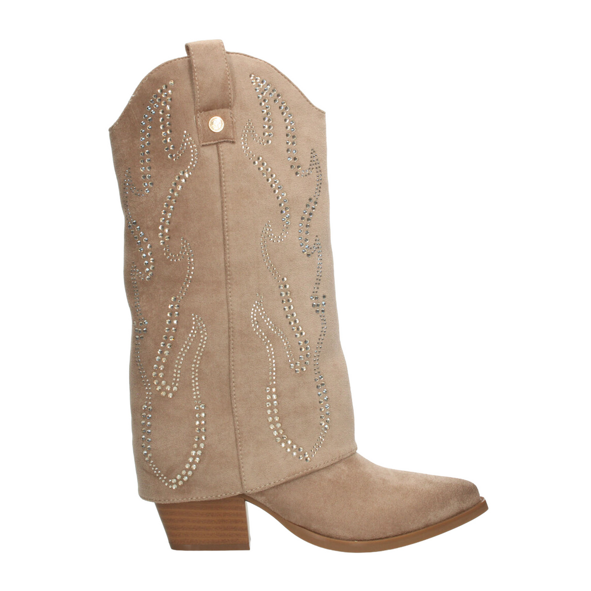 Bota Xti Dama Beige Vaquera Casual Pedrería Tacón Mujer, foto 1 de 10