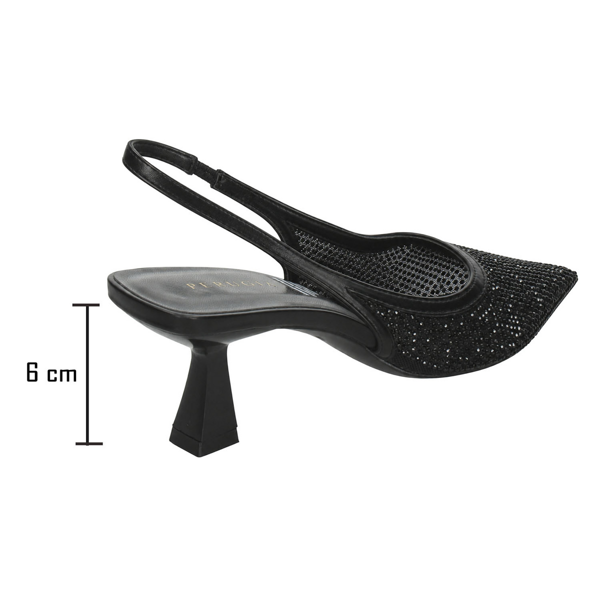 Zapatilla Perugia Dama Negro Fiesta Slingback Tacón Mujer, foto 3 de 10