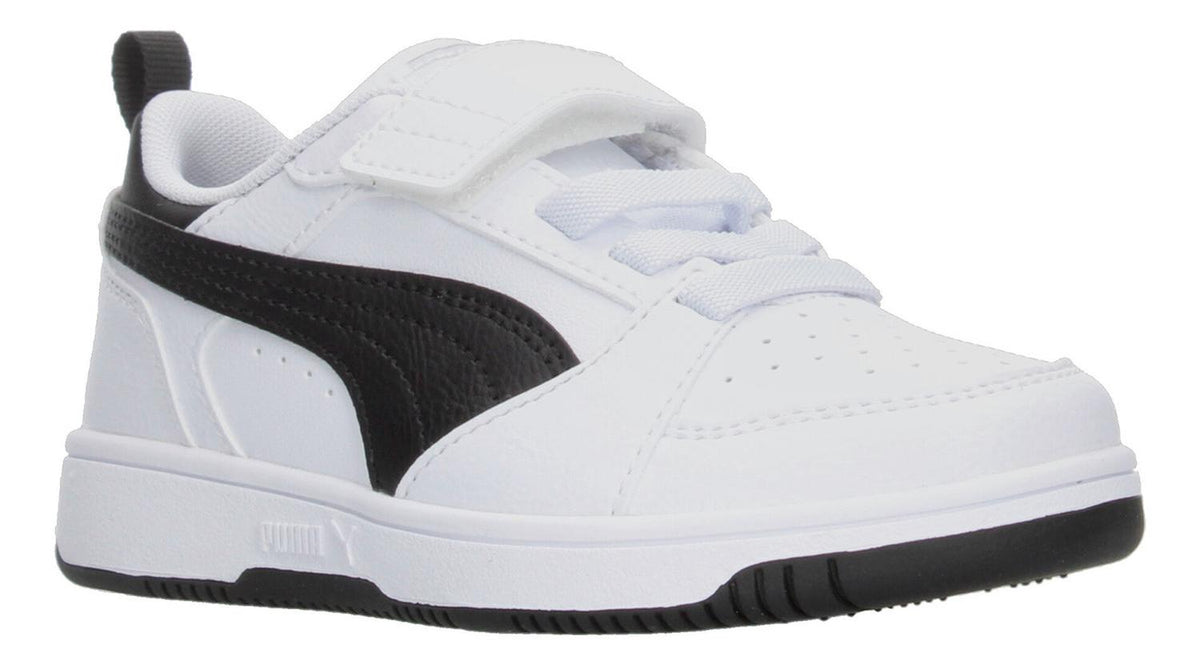 Tenis Puma Rebound V6 Blanco Con Negro Ajuste De Velcro Niño, foto 2 de 7