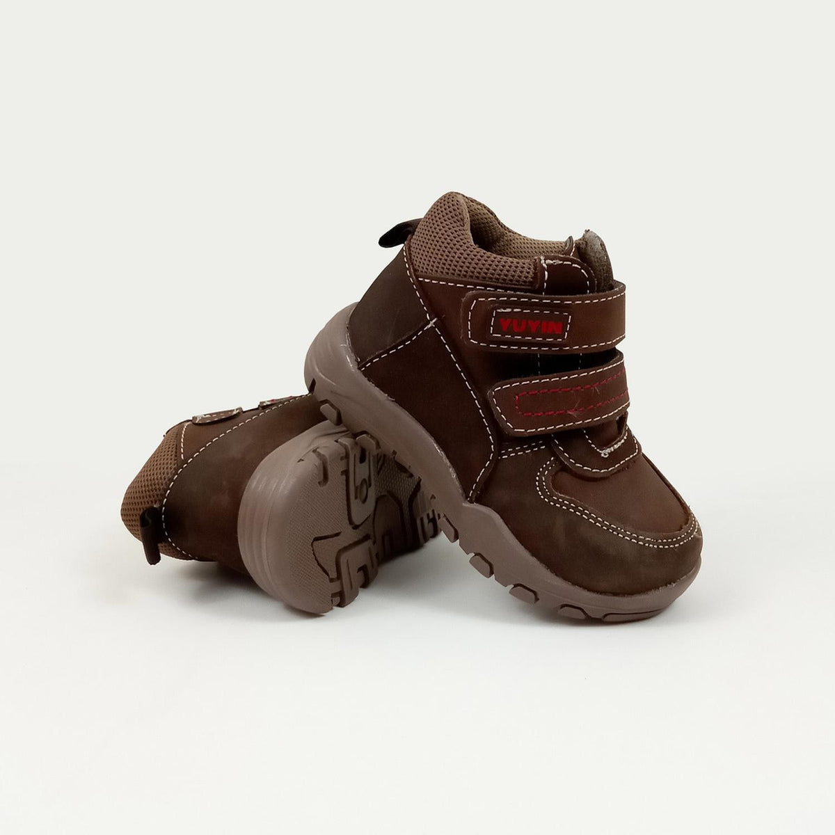 Bota Yuyin Cafe Con Ajuste De Velcro Doble Para Niño, foto 8 de 8