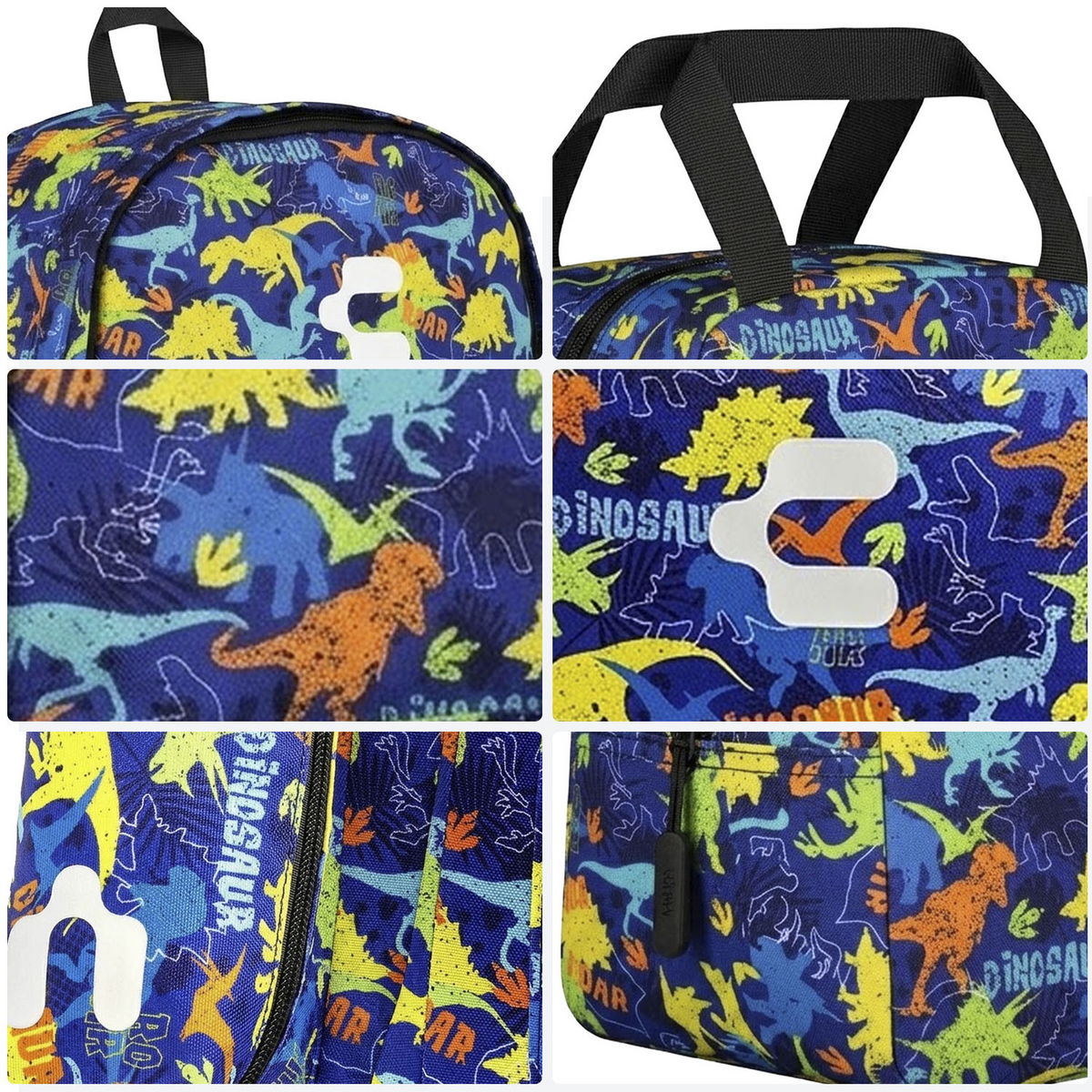 Set de Mochila Charly Dinosaurio Niño Azul Escolar Lonchera Infantil, foto 7 de 10