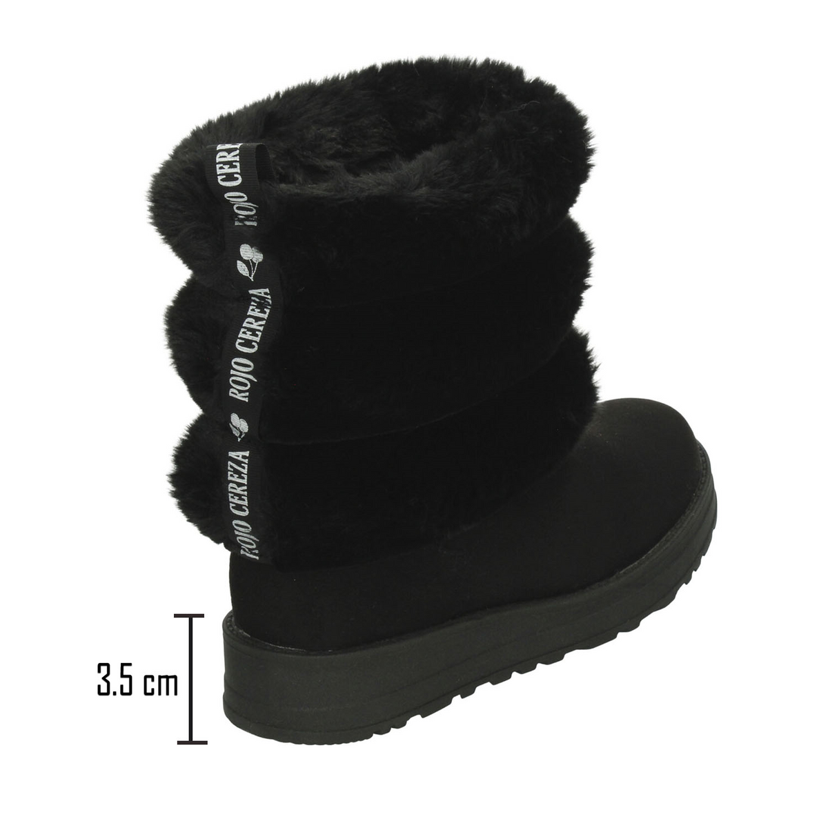 Bota Rojo Cereza Dama Negro Invierno Casual Peluche Mujer, foto 3 de 10