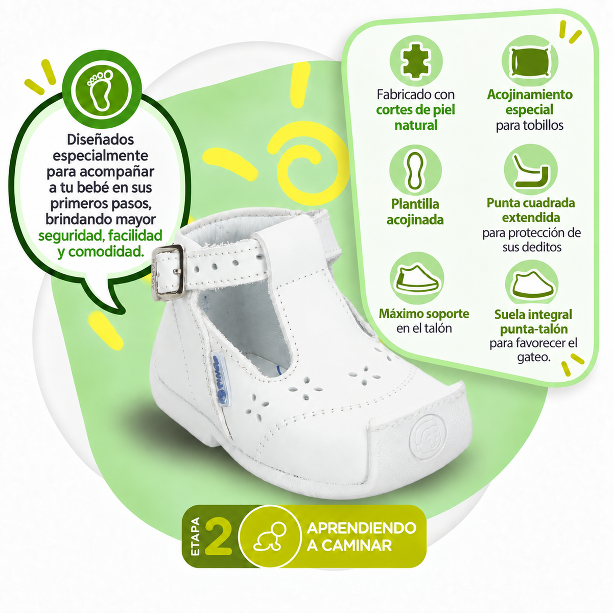 Zapato Pingo Bebé Niña Blanco Gateador Primeros Pasos Infantil T11-15, foto 2 de 10