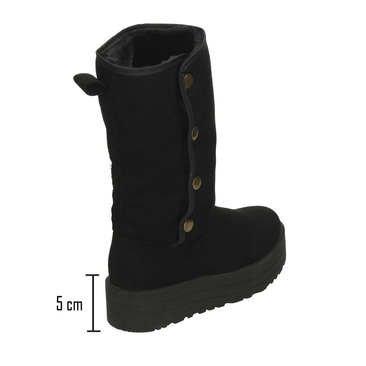 Bota Rojo Cereza Dama Negro Invierno Plataforma Casual Mujer, foto 3 de 10