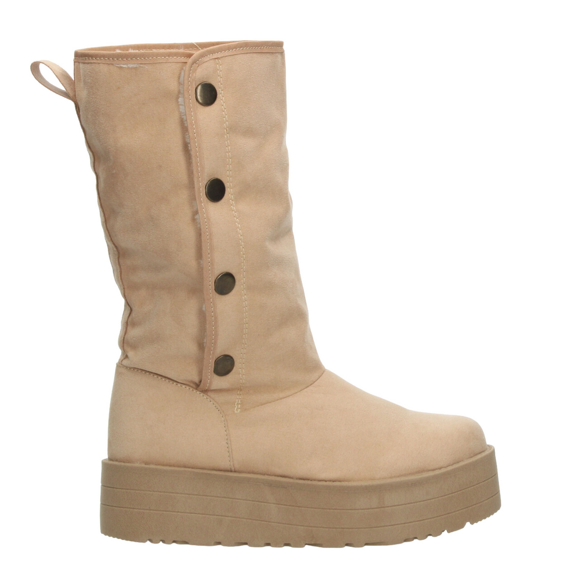 Bota Rojo Cereza Dama Beige Invierno Larga Peluche Casual Mujer, foto 1 de 10