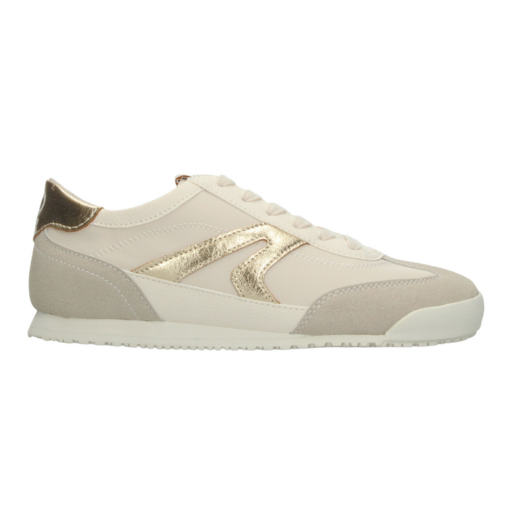 Tenis Ozono Dama Beige Dorado Casual Para Mujer