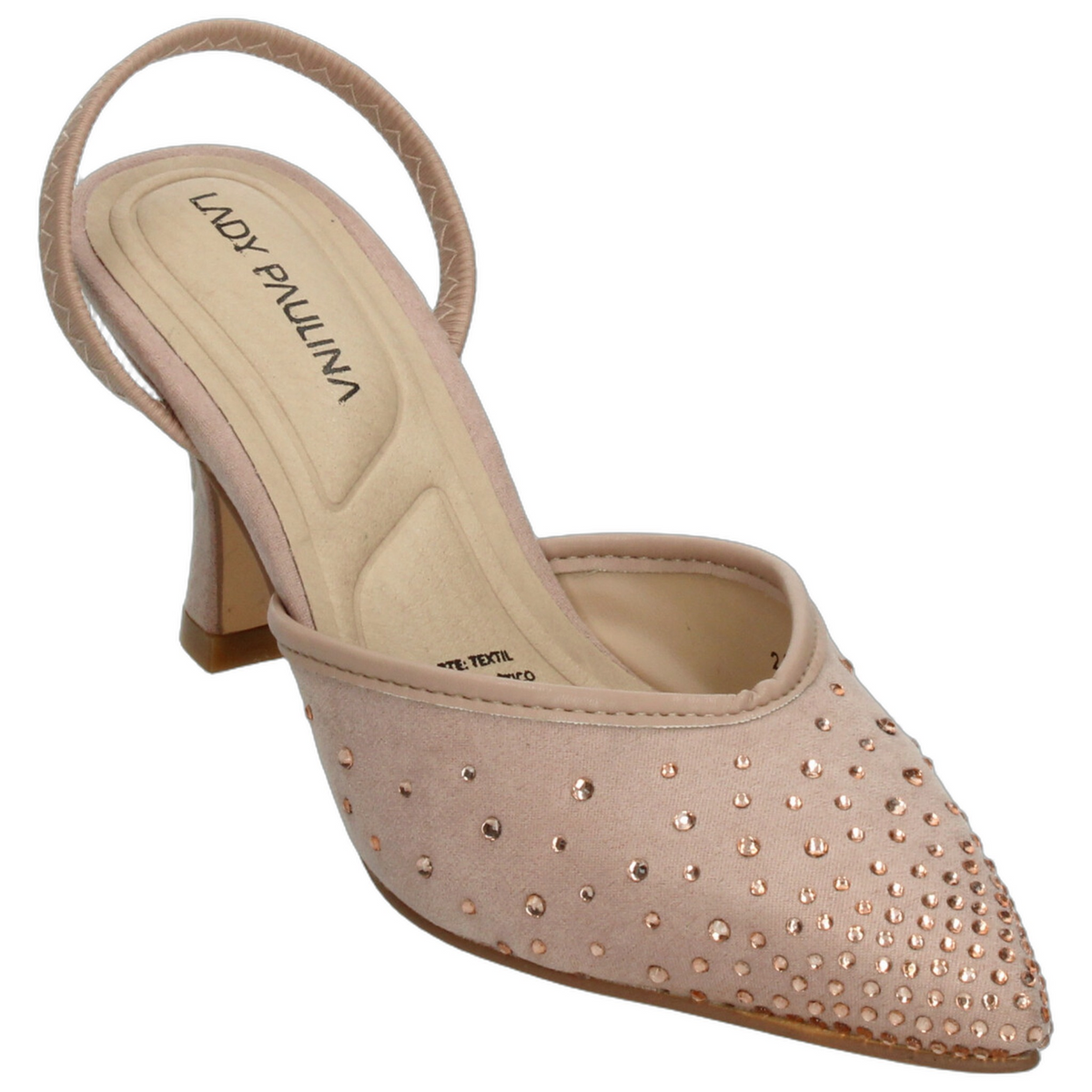 Zapatillas Paulina Dama Nude Casual Tacón Slingback Mujer, foto 4 de 10