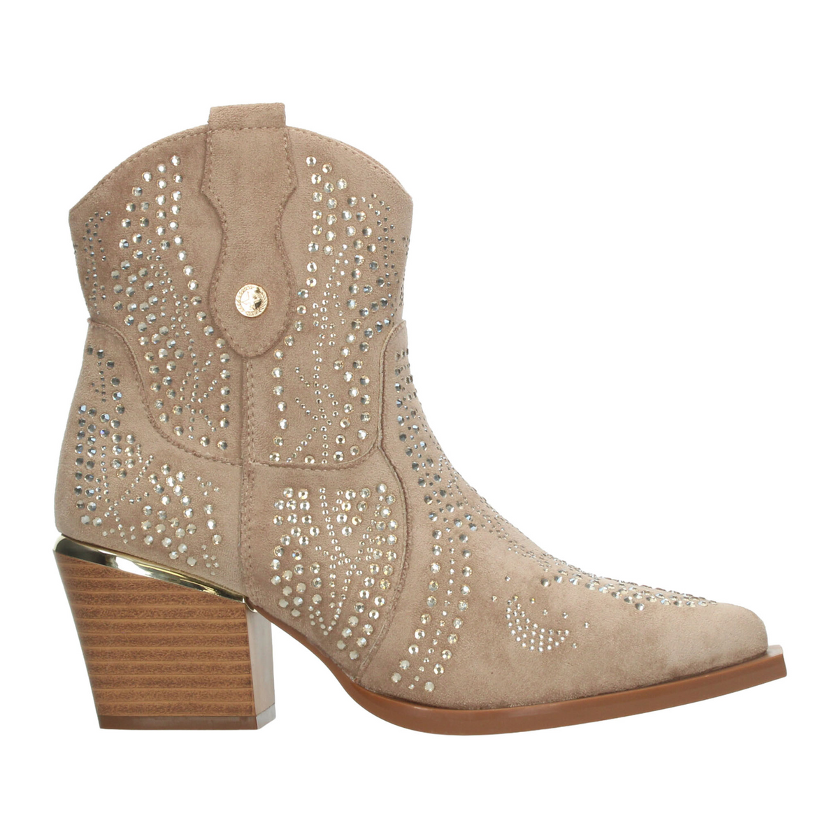 Botín Xti Dama Beige Casual Vaquero Pedreria Cierre Mujer, foto 10 de 10