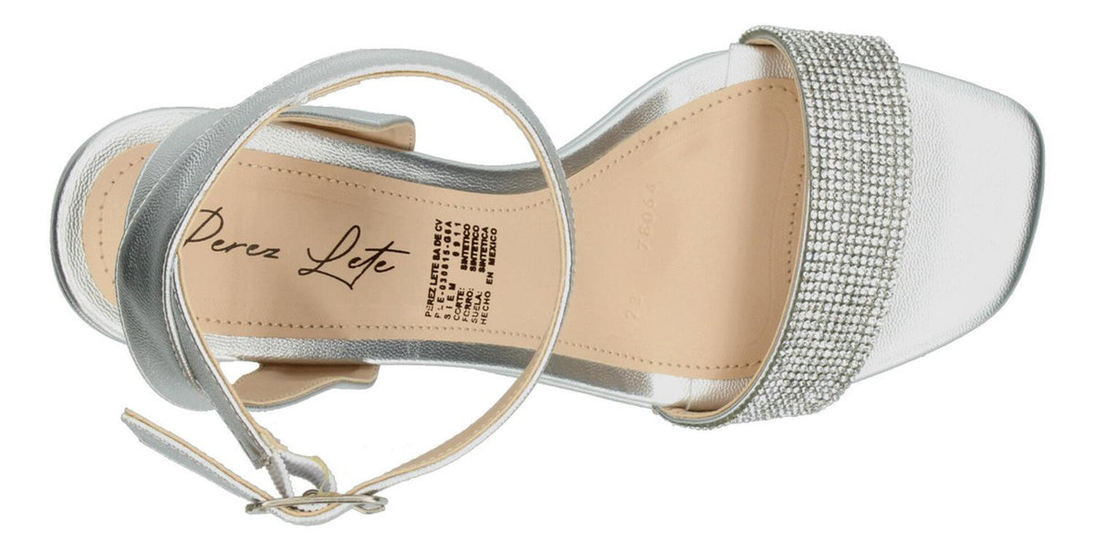 Sandalias De Fiesta Perez Lete Plateado Para Mujer [plt355], foto 8 de 9