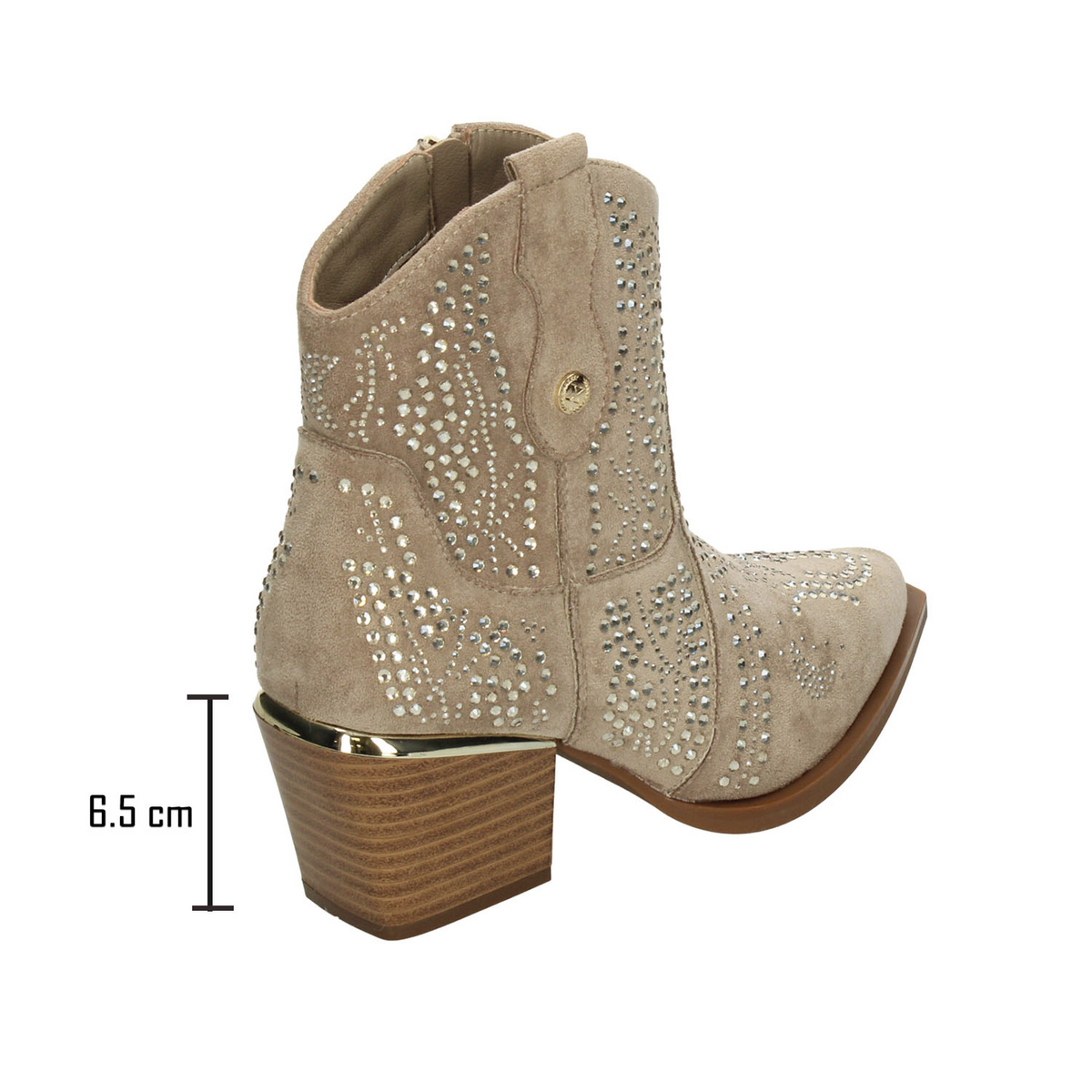 Botín Xti Dama Beige Casual Vaquero Pedreria Cierre Mujer, foto 3 de 10