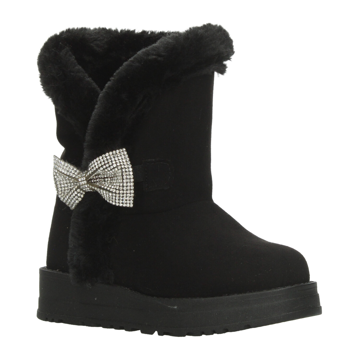 Bota Rojo Cereza Niña Negro Casual Invierno Peluche Infantil T18-22, foto 2 de 10