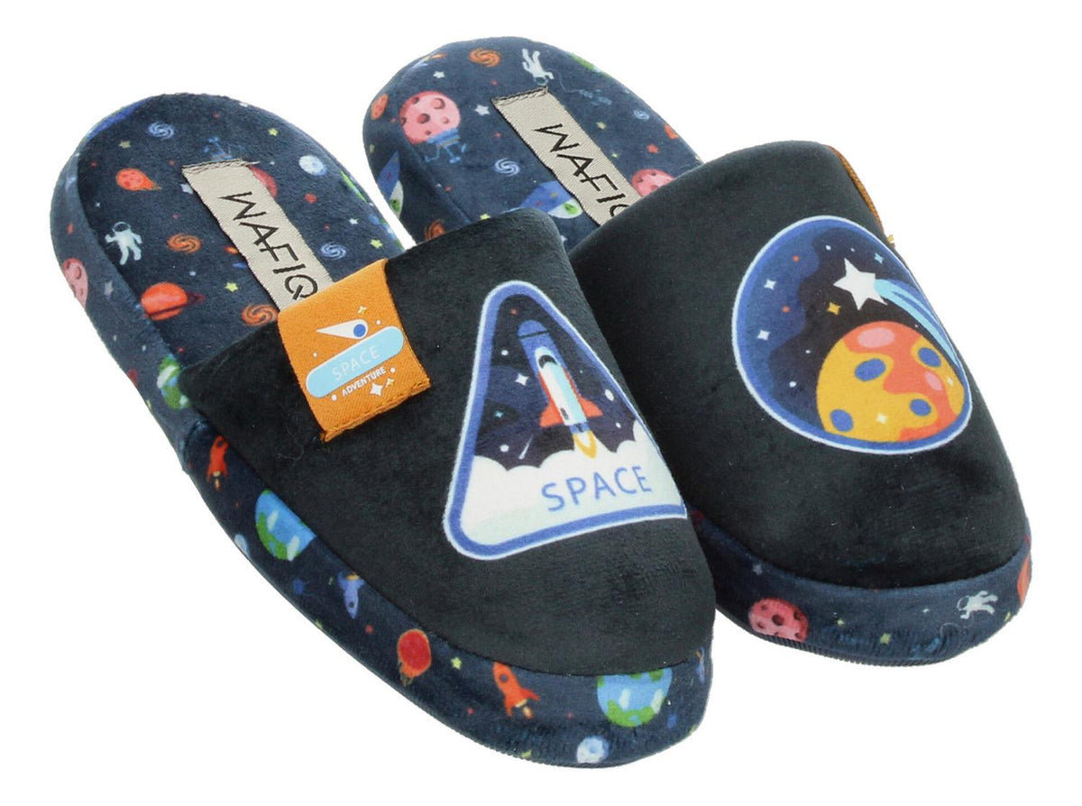 Pantuflas Wafiq Azul Marino Niño Afelpada Comoda Espacial, foto 1 de 10
