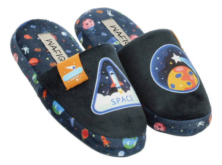 Pantuflas Wafiq Azul Marino Niño Afelpada Comoda Espacial