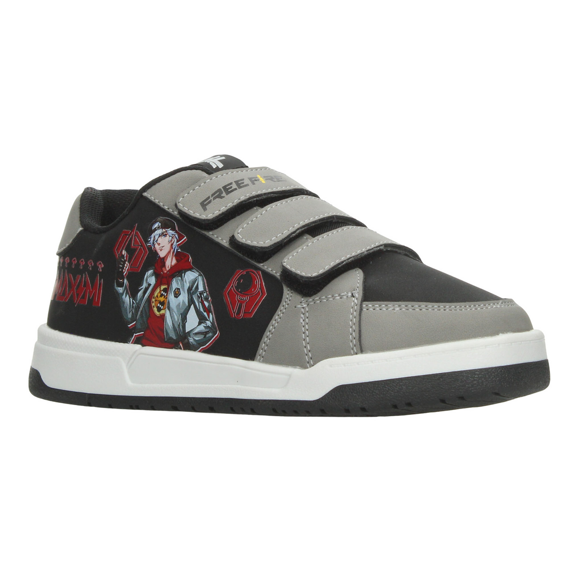 Tenis Freefire Niño Gris Casual Cintas Adhesivas Infantil T18-22, foto 2 de 10