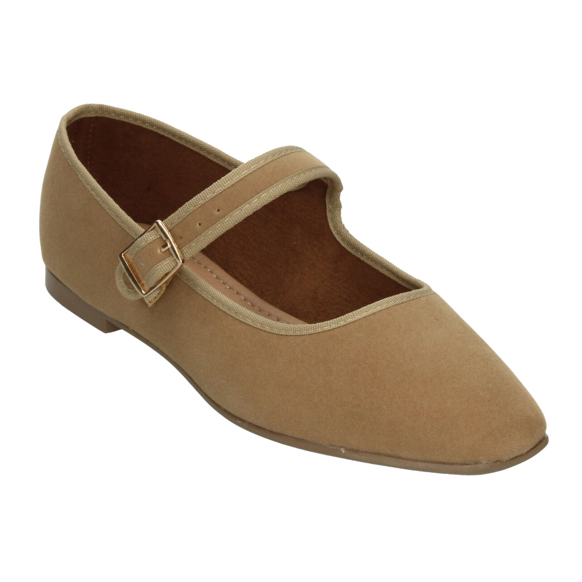 Flats Paulina Mary Jane Dama Camel Café Casual Gamuza Mujer, foto 4 de 10