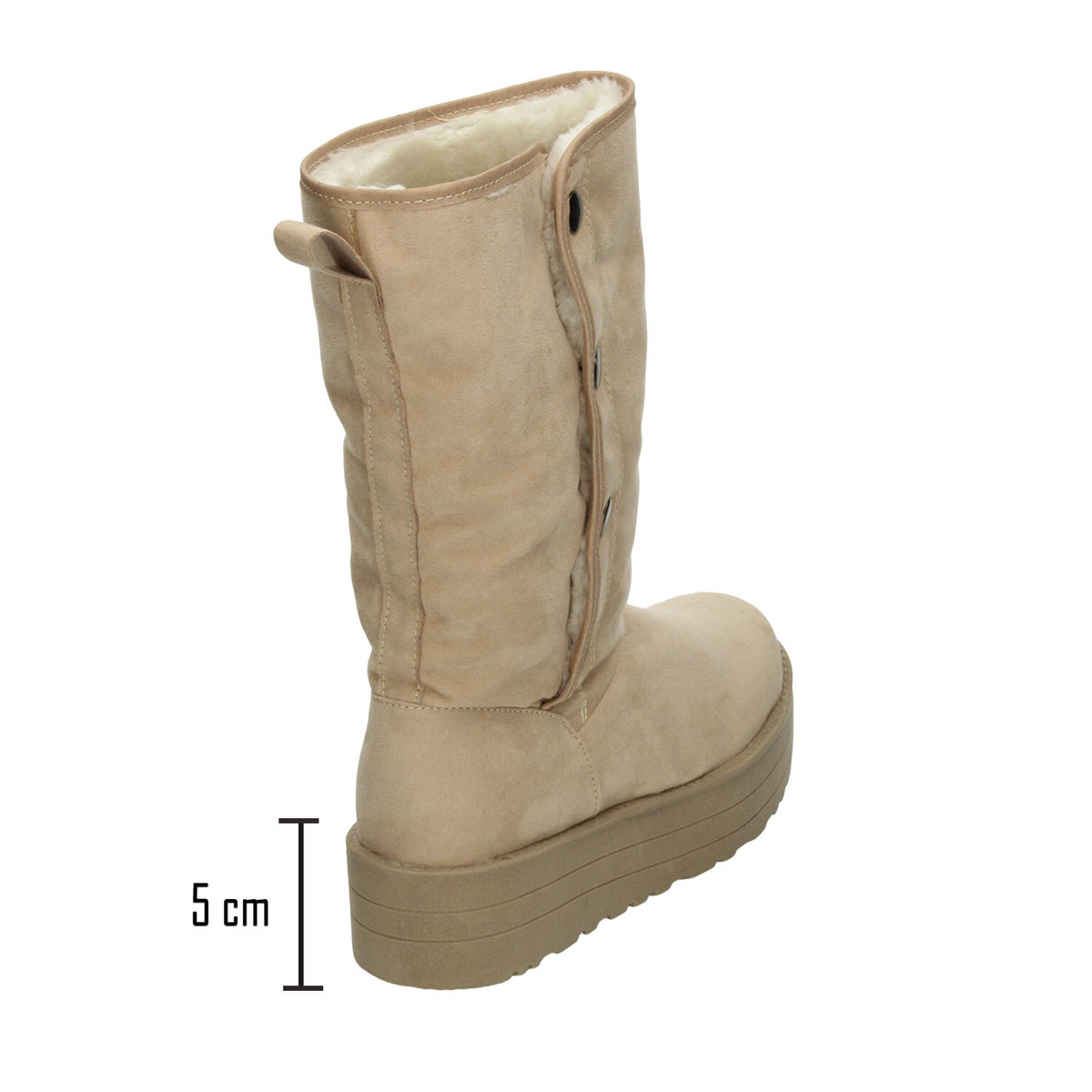Bota Rojo Cereza Dama Beige Invierno Larga Peluche Casual Mujer, foto 3 de 10
