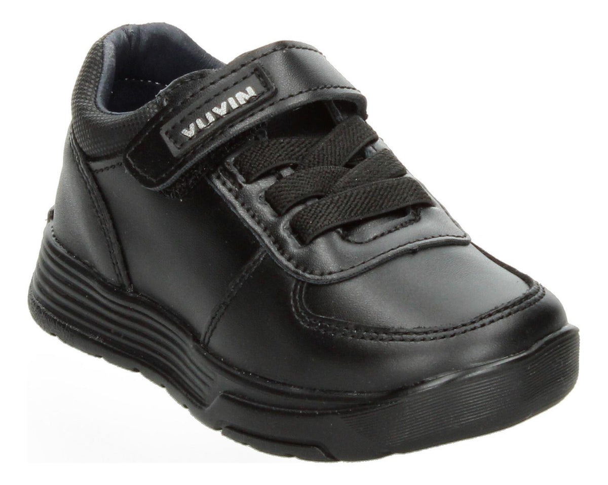 Zapato Escolar Yuyin Negro Velcro Y Cintas Para Niño T15-18, foto 4 de 10