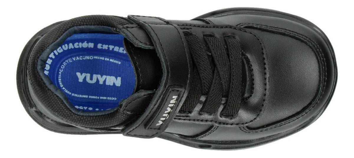 Zapato Escolar Yuyin Negro Velcro Y Cintas Para Niño T15-18, foto 8 de 10