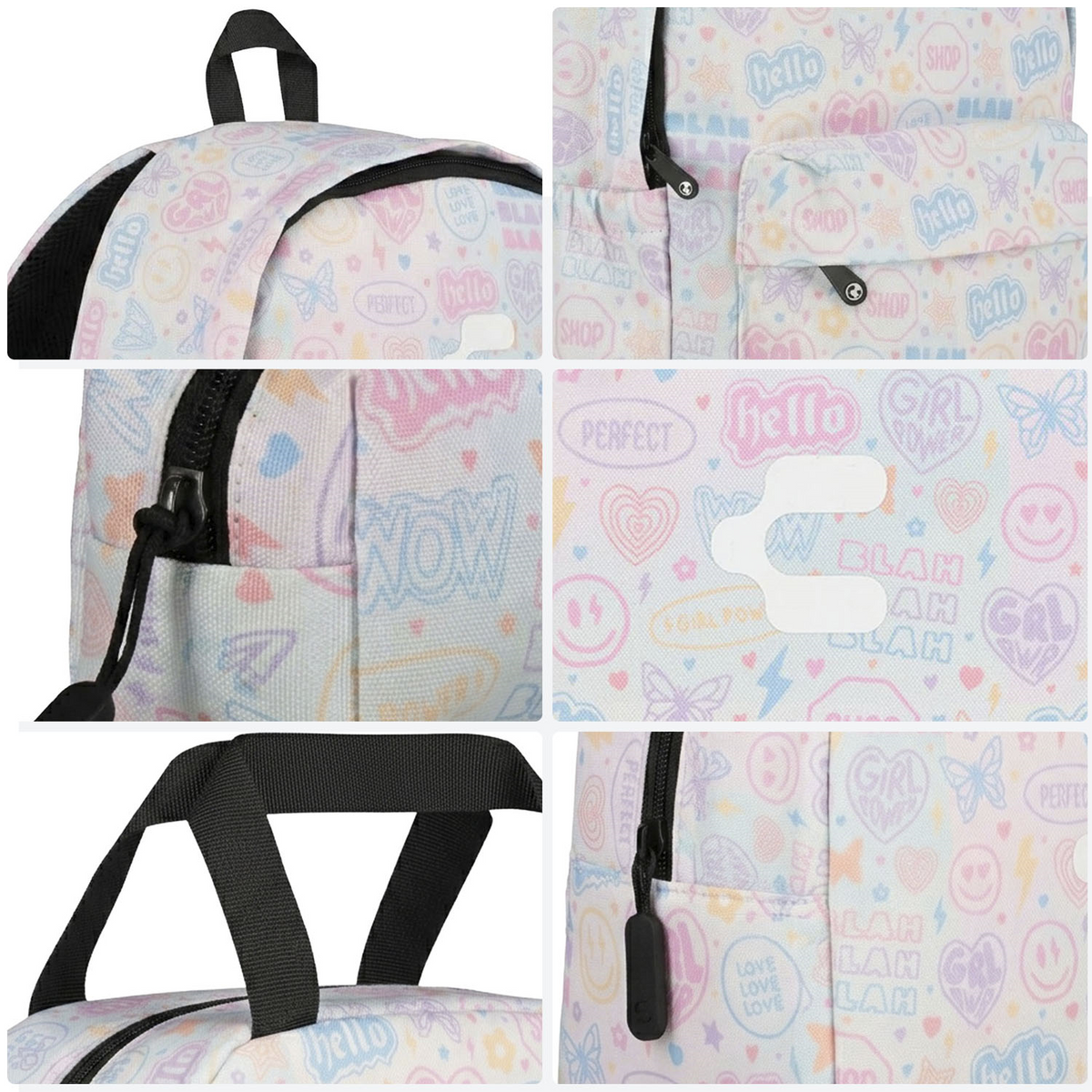 Mochila Charly Pastel Pop Niña Blanco Escolar Lonchera Infantil, foto 8 de 10