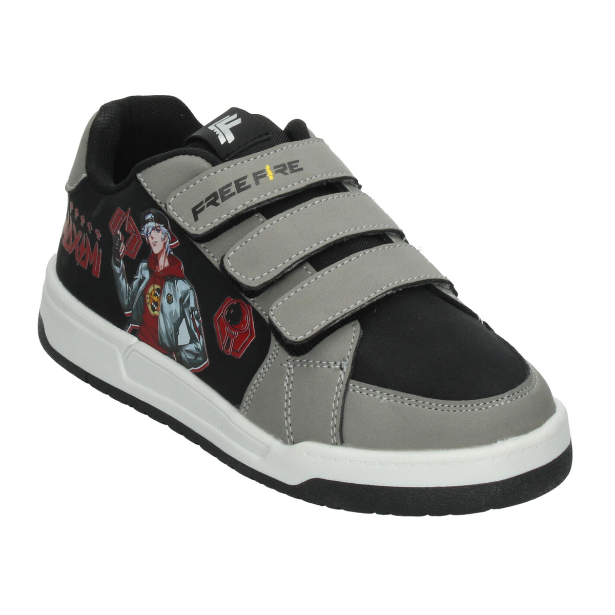 Tenis Freefire Niño Gris Casual Cintas Adhesivas Infantil T18-22, foto 4 de 10