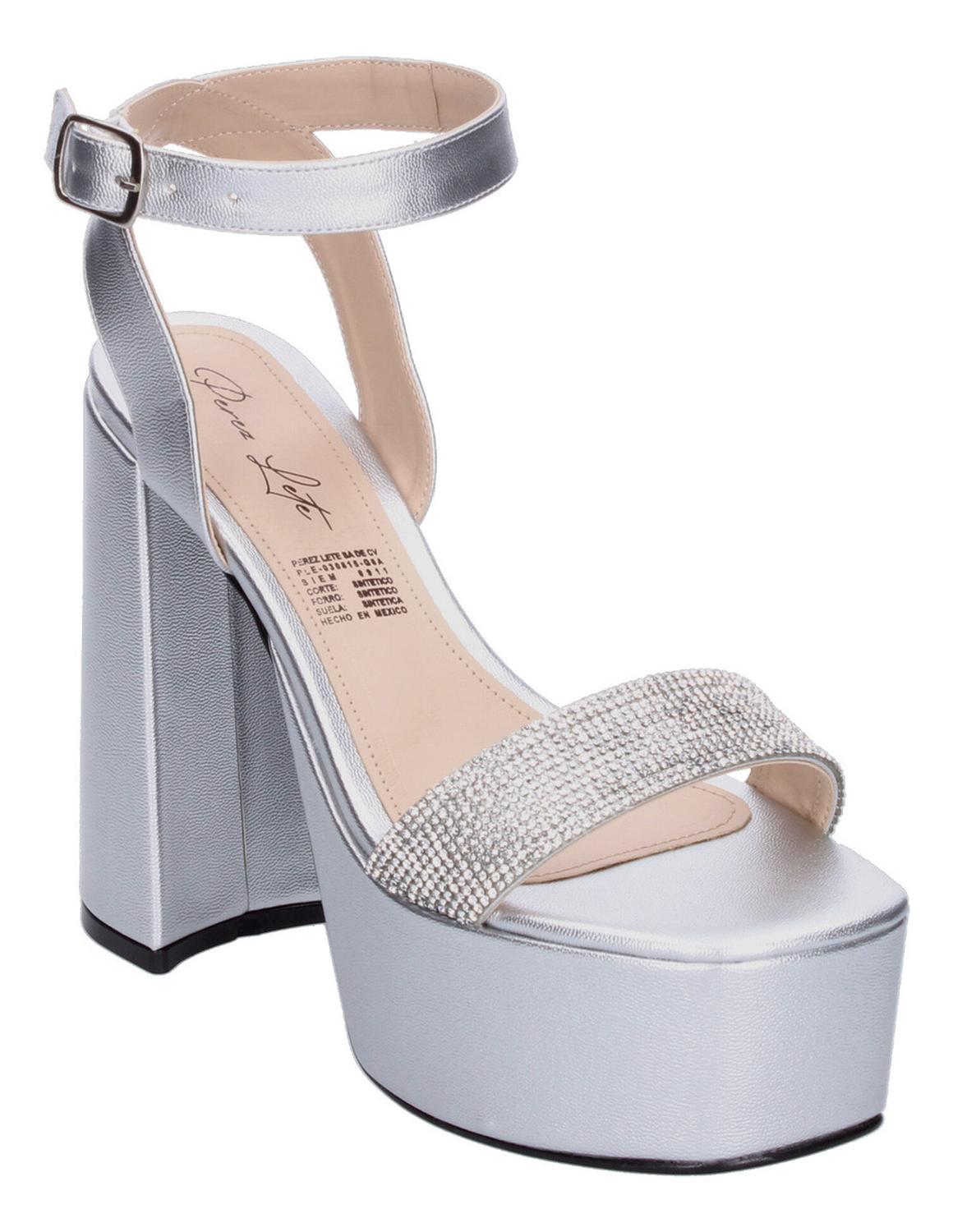 Sandalias De Fiesta Perez Lete Plateado Para Mujer [plt355], foto 2 de 9