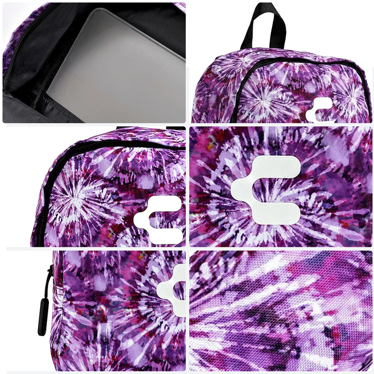Mochila Charly Tie-Dye Niña Morada Escolar Lonchera Infantil, foto 9 de 10