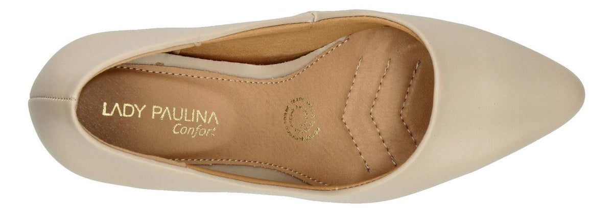 Zapatillas Stilletos Mujer Paulina Beige Tacón 6.5 Cm Casual, foto 8 de 10