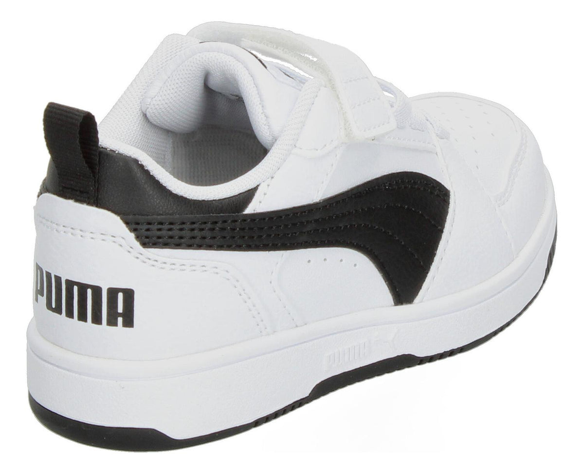 Tenis Puma Rebound V6 Blanco Con Negro Ajuste De Velcro Niño, foto 3 de 7