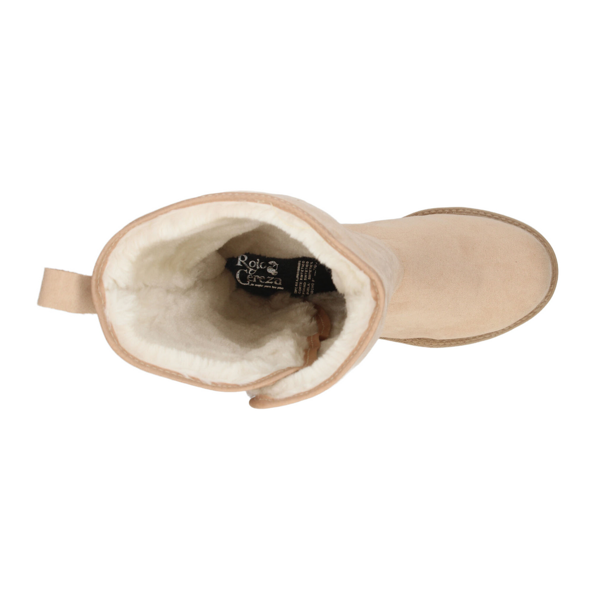 Bota Rojo Cereza Dama Beige Invierno Larga Peluche Casual Mujer, foto 8 de 10
