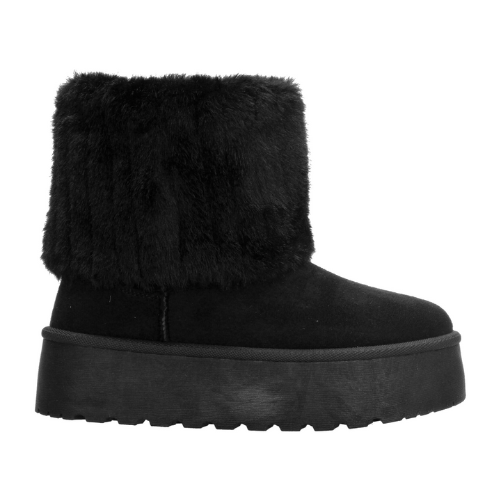 Botín Berlin Dama Negro Peluche Invierno Para Mujer
