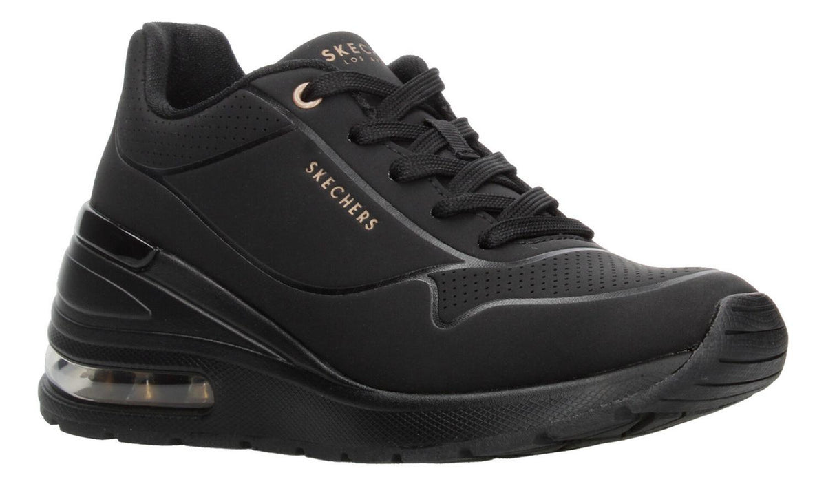 Tenis Mujer Skechers Street Uno Negro Con Cintas Dama Comodo, foto 2 de 10