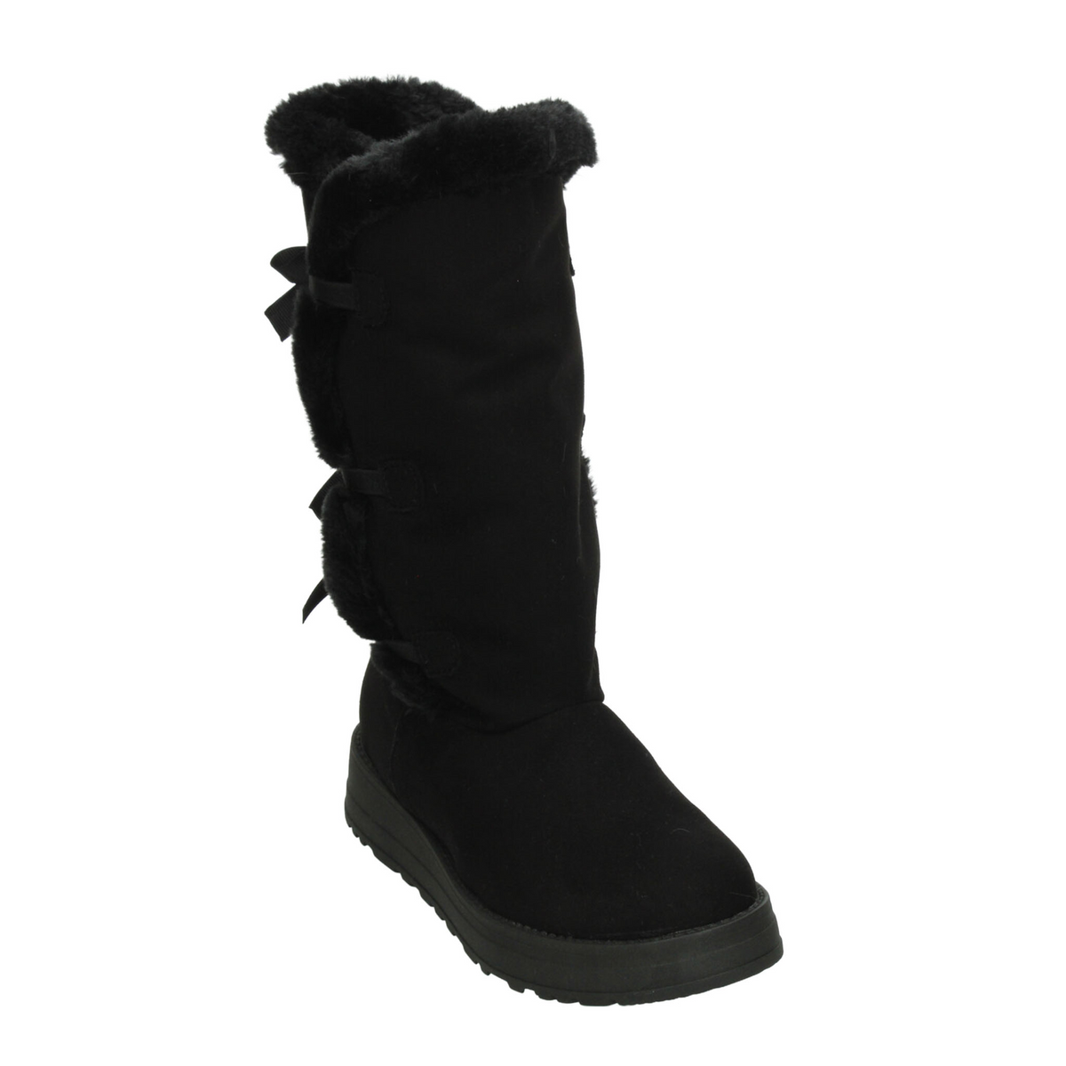 Bota Rojo Cereza Dama Negro Invierno Larga Peluche Casual Mujer, foto 4 de 10