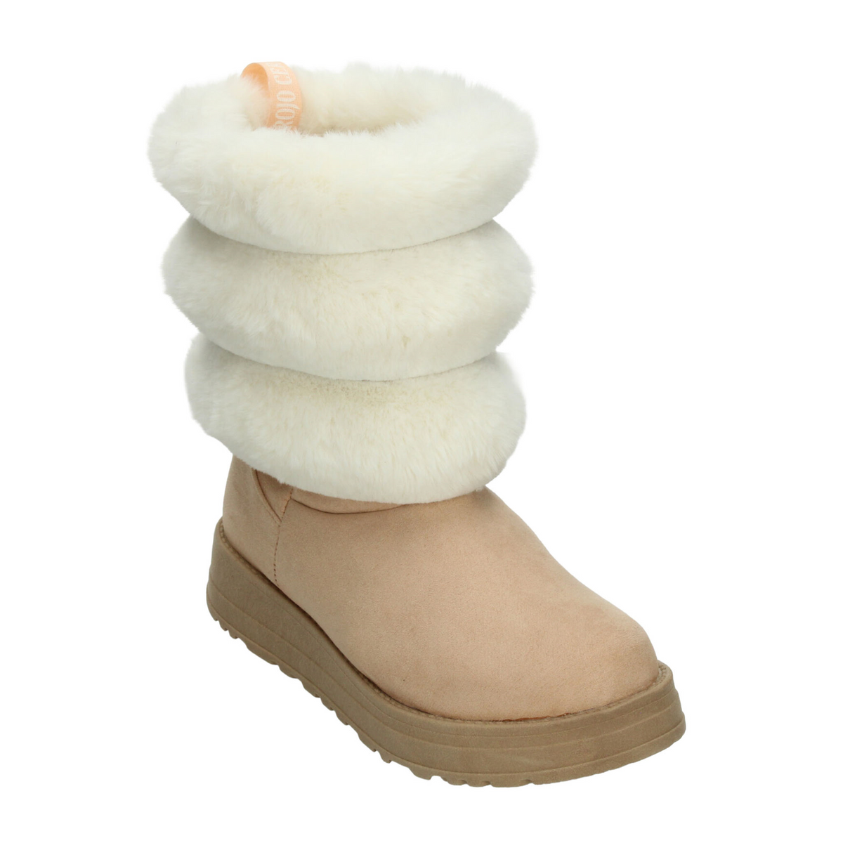 Bota Rojo Cereza Dama Beige Invierno Casual Peluche Mujer, foto 4 de 10