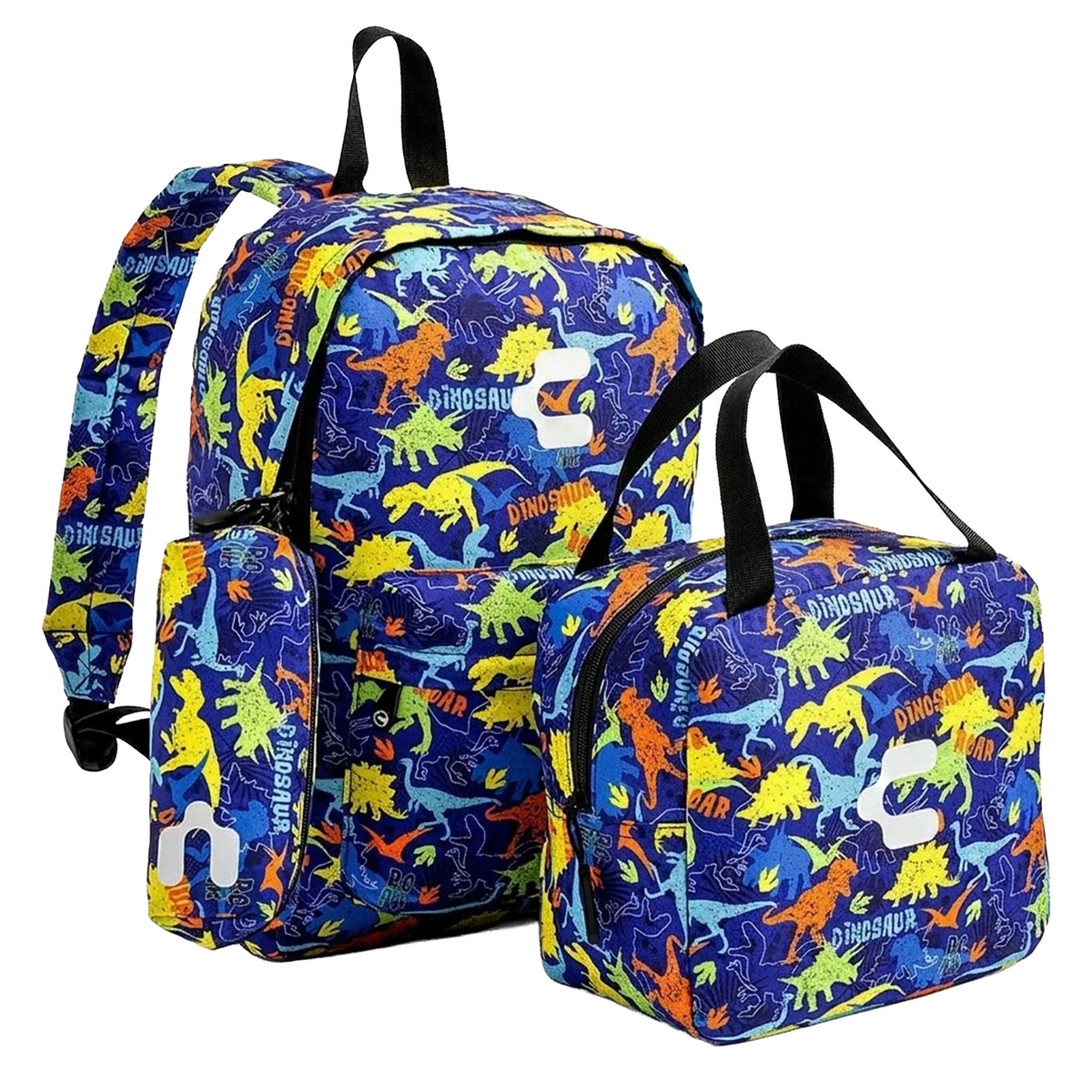 Set de Mochila Charly Dinosaurio Niño Azul Escolar Lonchera Infantil, foto 1 de 10
