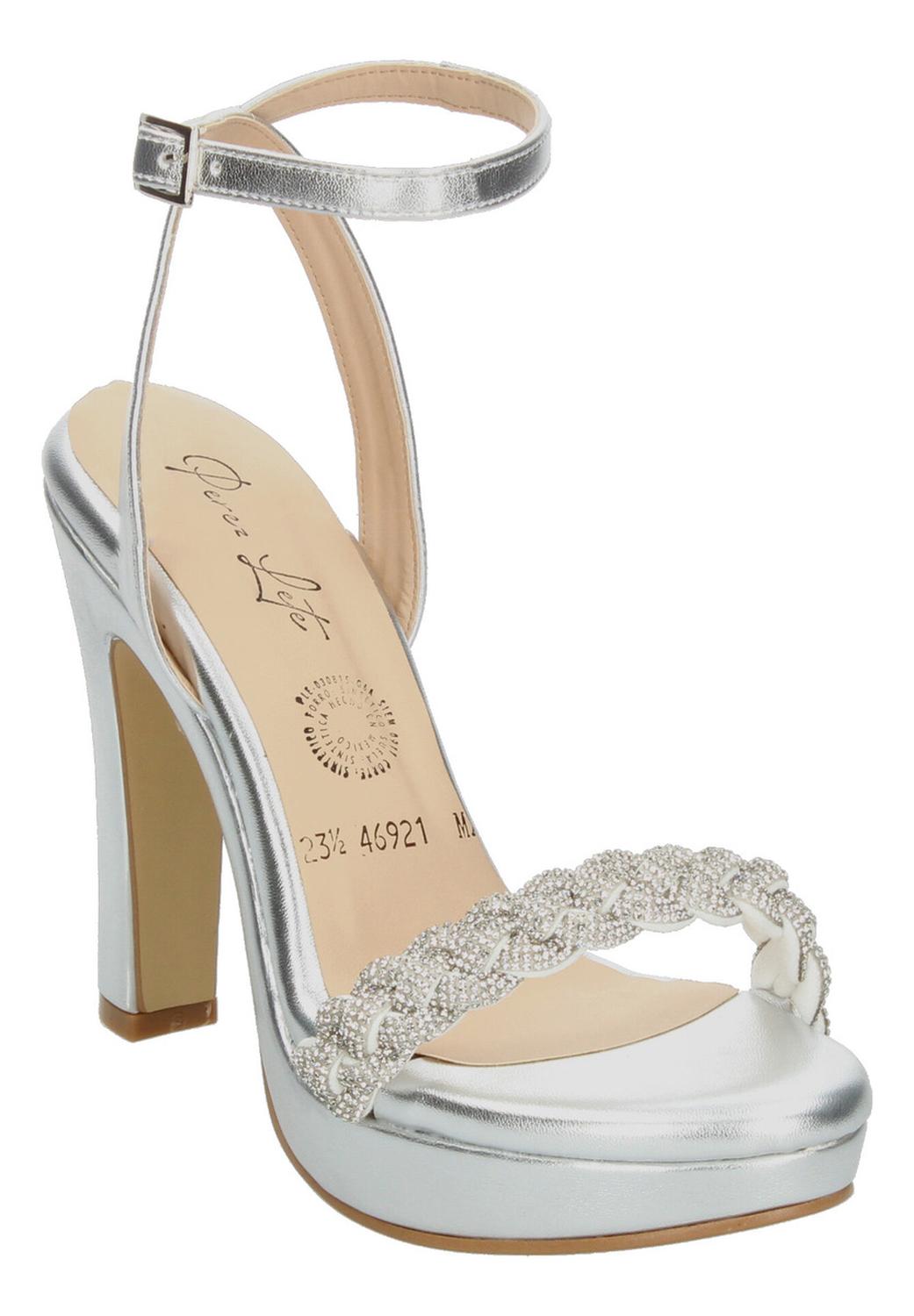 Sandalias De Fiesta Perez Lete Plateado Para Mujer [plt372], foto 4 de 10