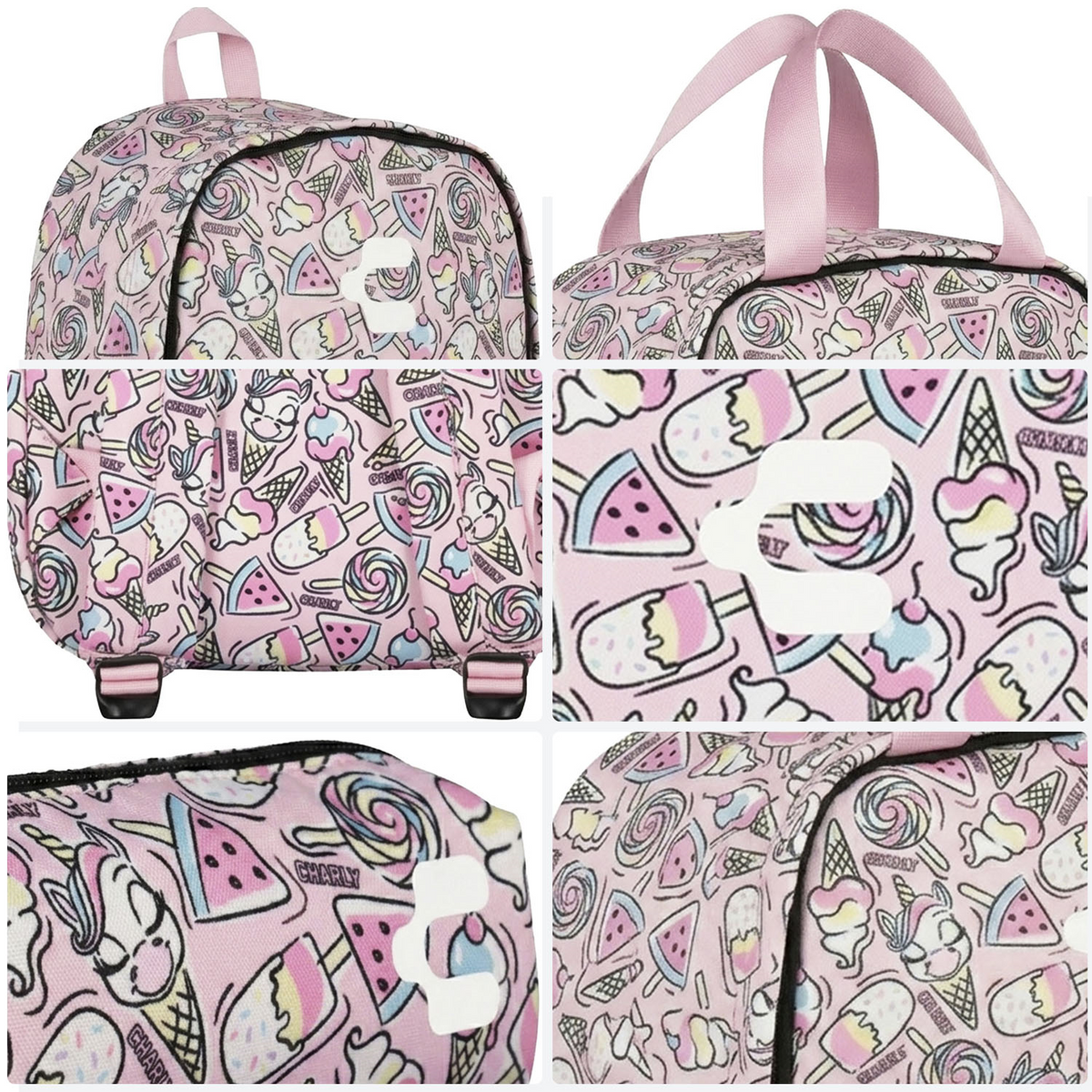 Set de Mochila Charly Unicornio Niña Rosa Escolar Lonchera Infantil, foto 8 de 10