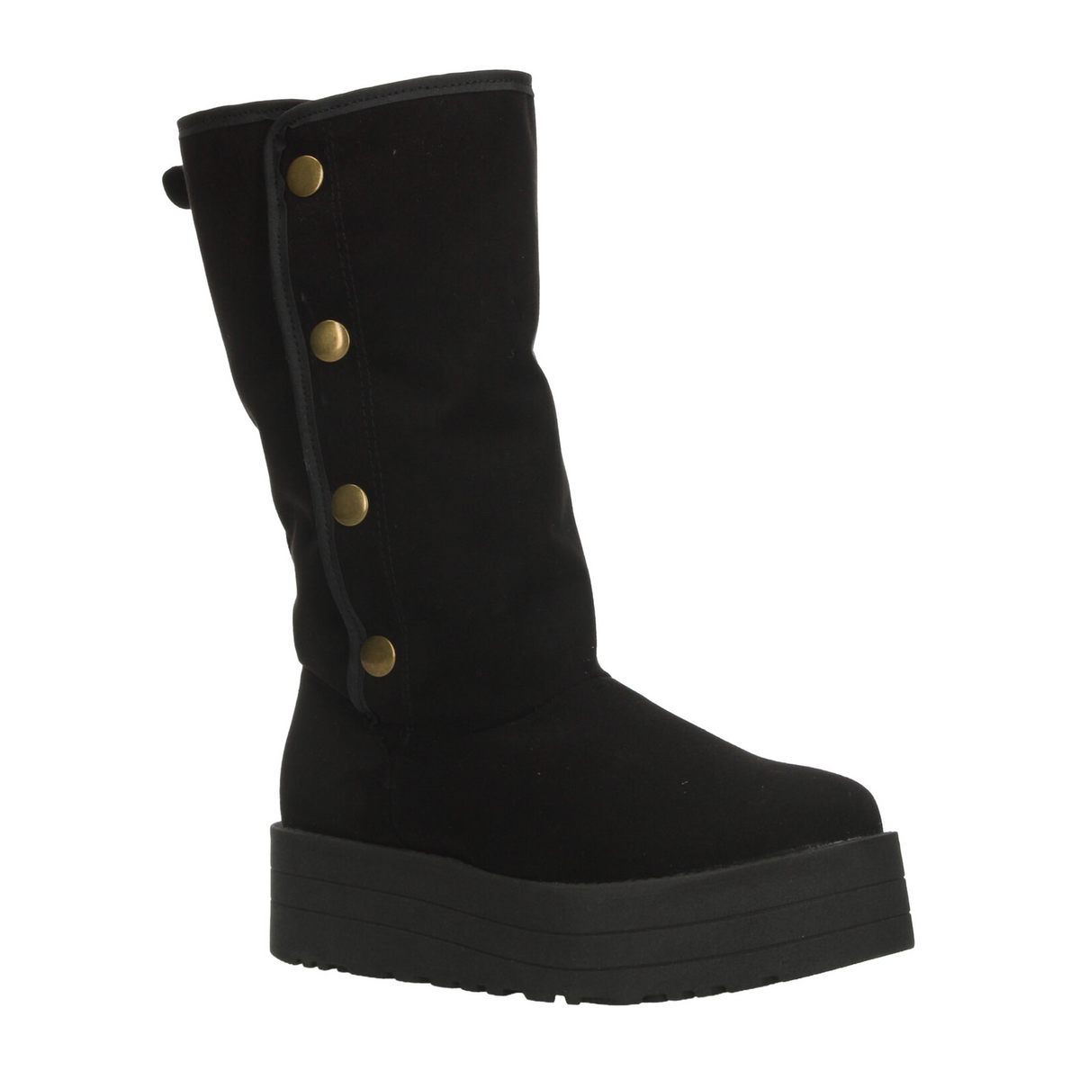 Bota Rojo Cereza Dama Negro Invierno Plataforma Casual Mujer, foto 2 de 10
