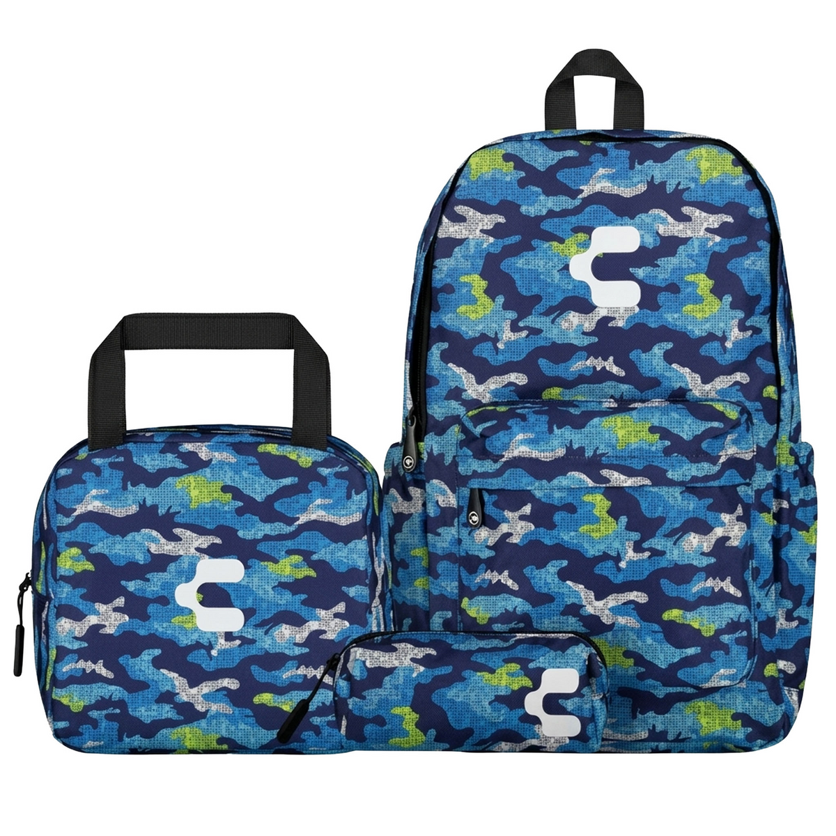 Set de Mochila Charly Camuflaje Niño Azul Escolar Lonchera Infantil, foto 1 de 10