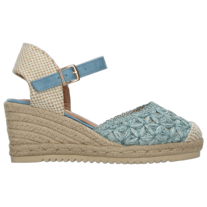 Alpargata Dama Berlin Azul Casual Floreado Comodo Mujer