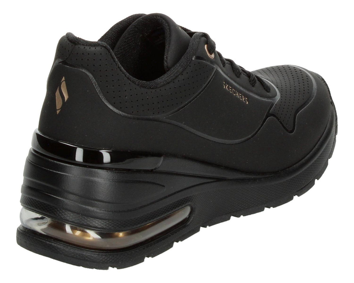 Tenis Mujer Skechers Street Uno Negro Con Cintas Dama Comodo, foto 3 de 10