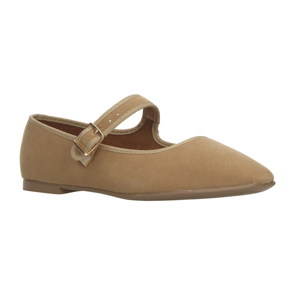 Flats Paulina Mary Jane Dama Camel Café Casual Gamuza Mujer, foto 2 de 10
